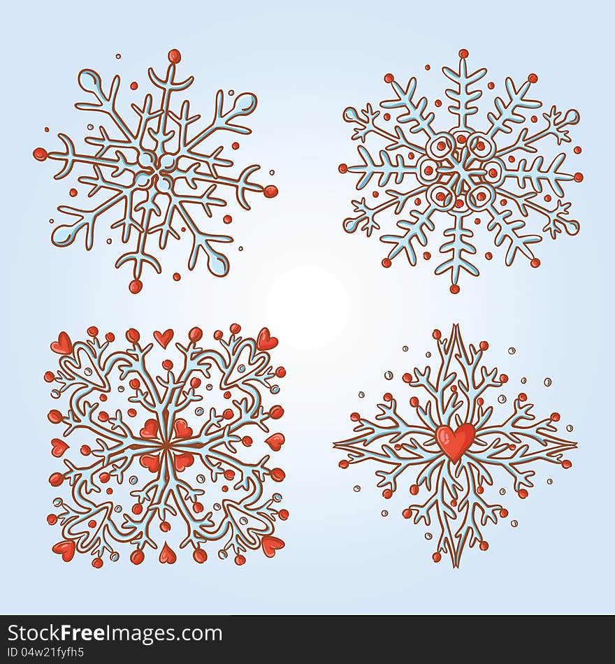 Snowflakes retro icon collection