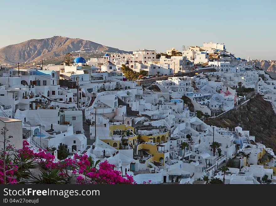 Santorini S Unique View At Sunrise. Greece.