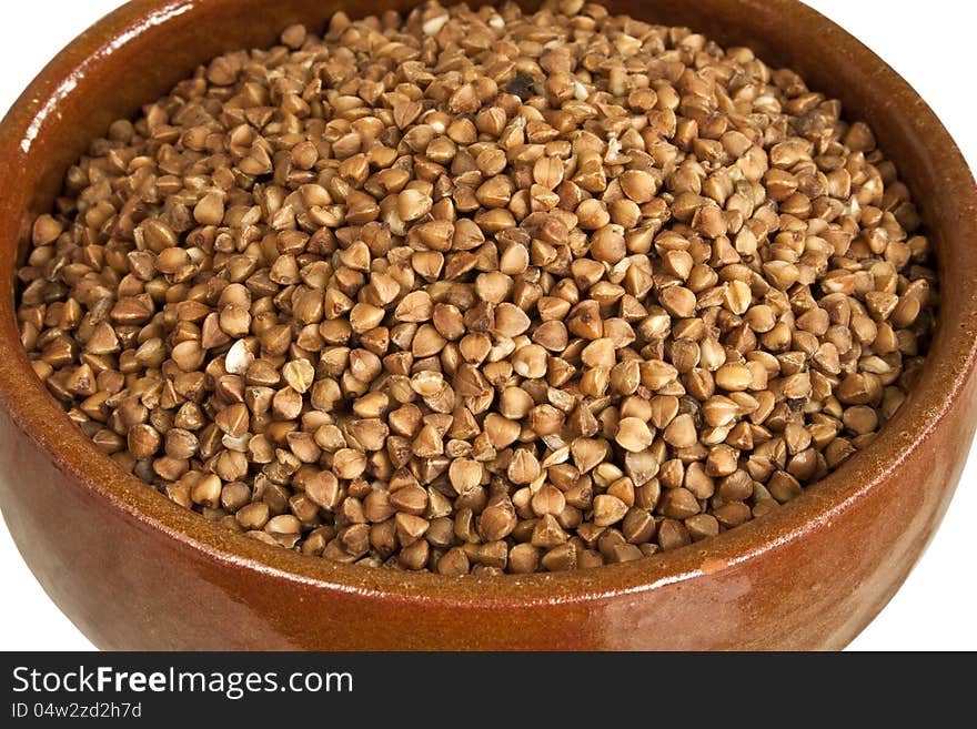 Buckwheat in ceramic bowl