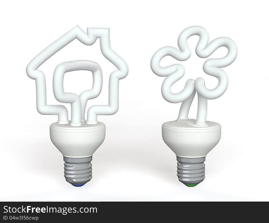 Two energy saving lamp on a white background. Two energy saving lamp on a white background