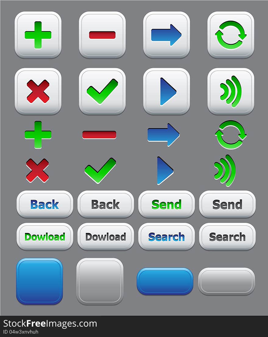 Application icons color set add, attach, back button