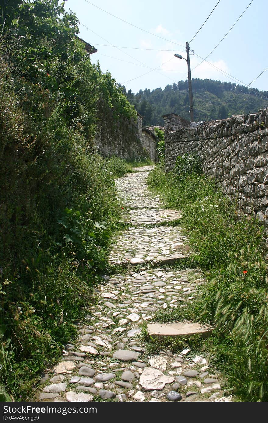 Pathway in the city of Berat, Albania