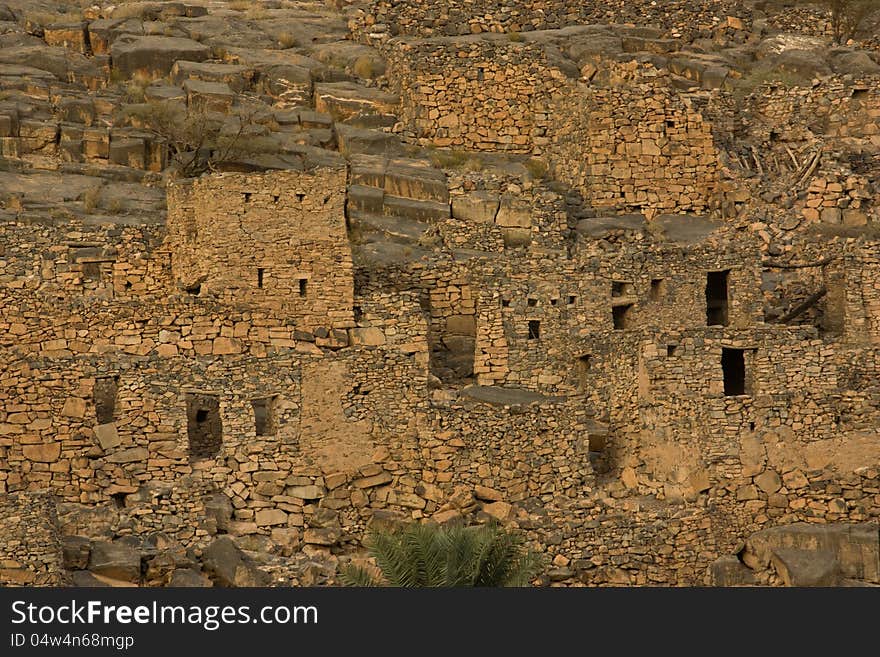 The ancient abandoned village of Misfat, al Abriyyin located in Western Hajar, (South) Oman. The ancient abandoned village of Misfat, al Abriyyin located in Western Hajar, (South) Oman.