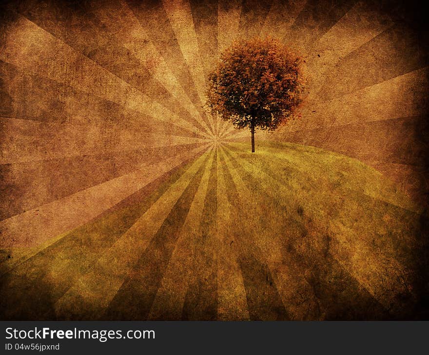 Tree on grunge background