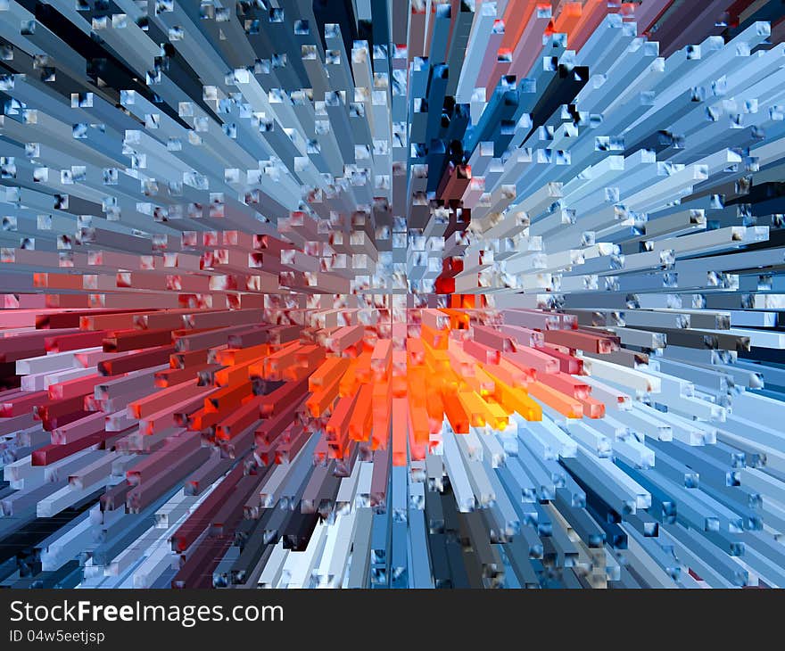 The image of fiery and blue background with strips