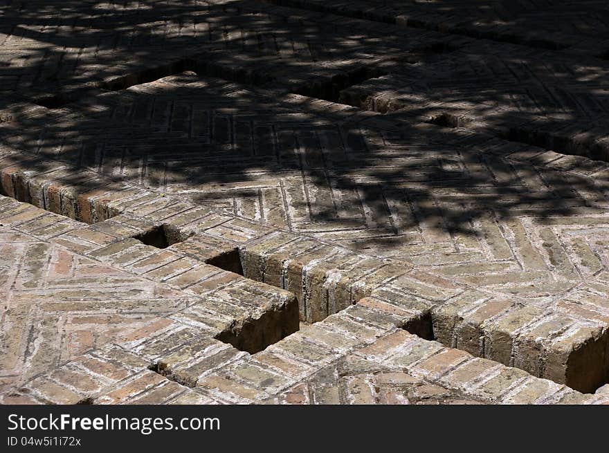 Brick-built Ground With System Of Water Mains.