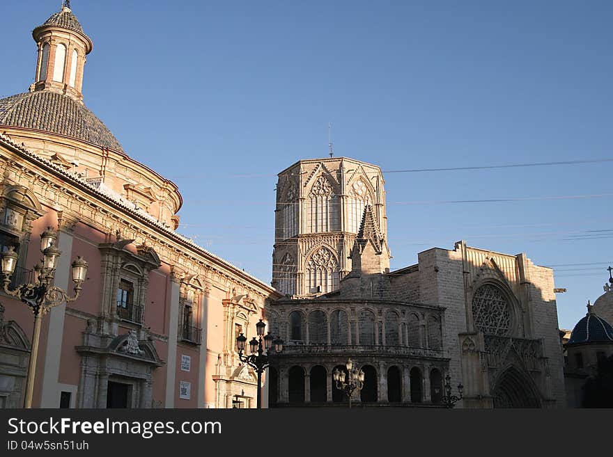 Detail of cathedral in valencia spain