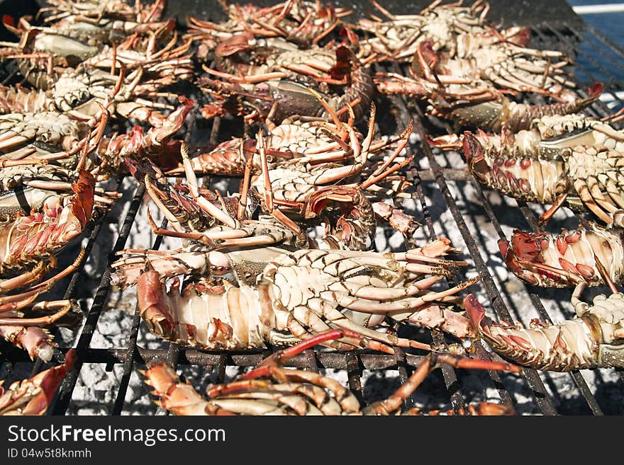 Detail of some good grilled lobsters