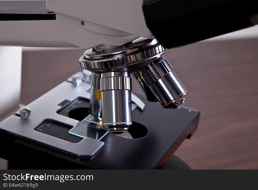 Polarizing Light Microscope with slide, closeup