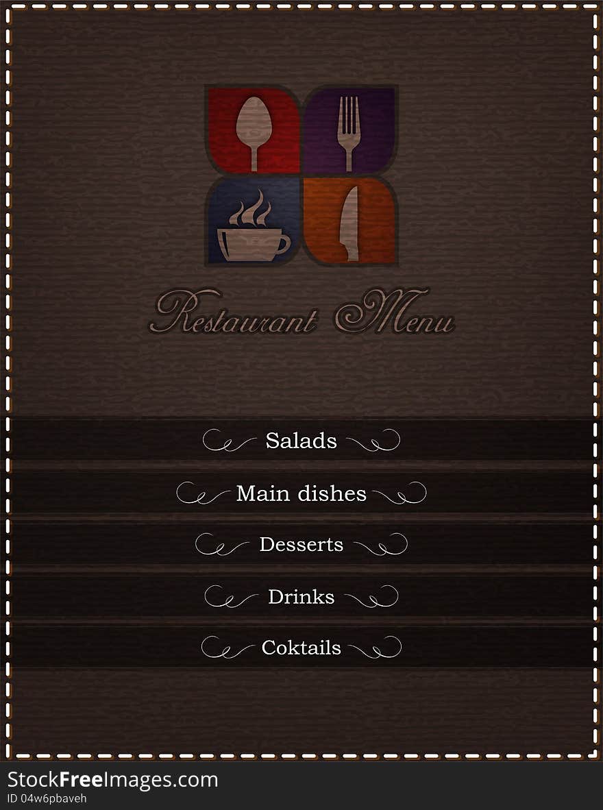 Restaurant menu template design textile style. Restaurant menu template design textile style.