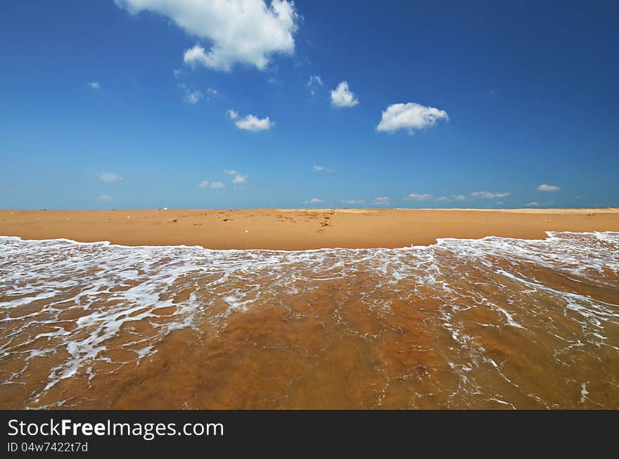 Surf in Sea of Japan, waves on sand beach, Far East of Russia, Pacific ocean, sea and sky, Khasan. Surf in Sea of Japan, waves on sand beach, Far East of Russia, Pacific ocean, sea and sky, Khasan