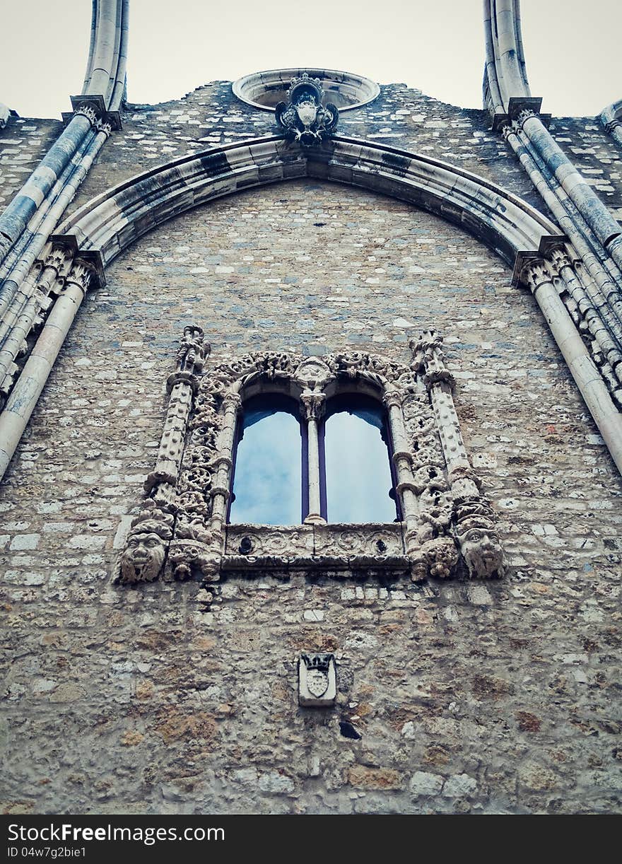 Window in the ruined medieval convent in Lisbon, Portugal. Window in the ruined medieval convent in Lisbon, Portugal