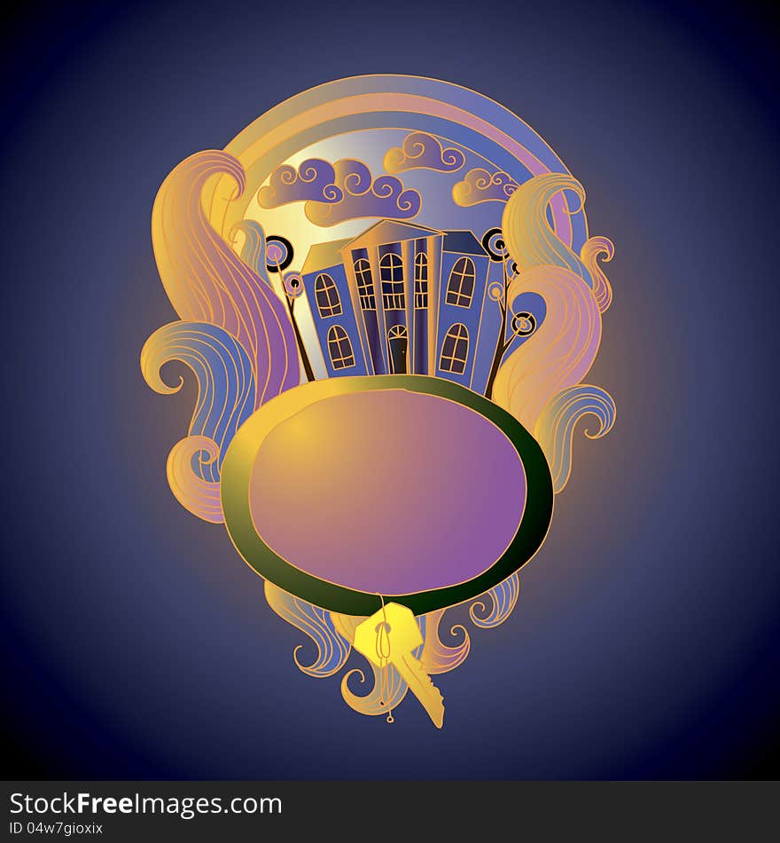 Vector illustration with house and key. Vector illustration with house and key