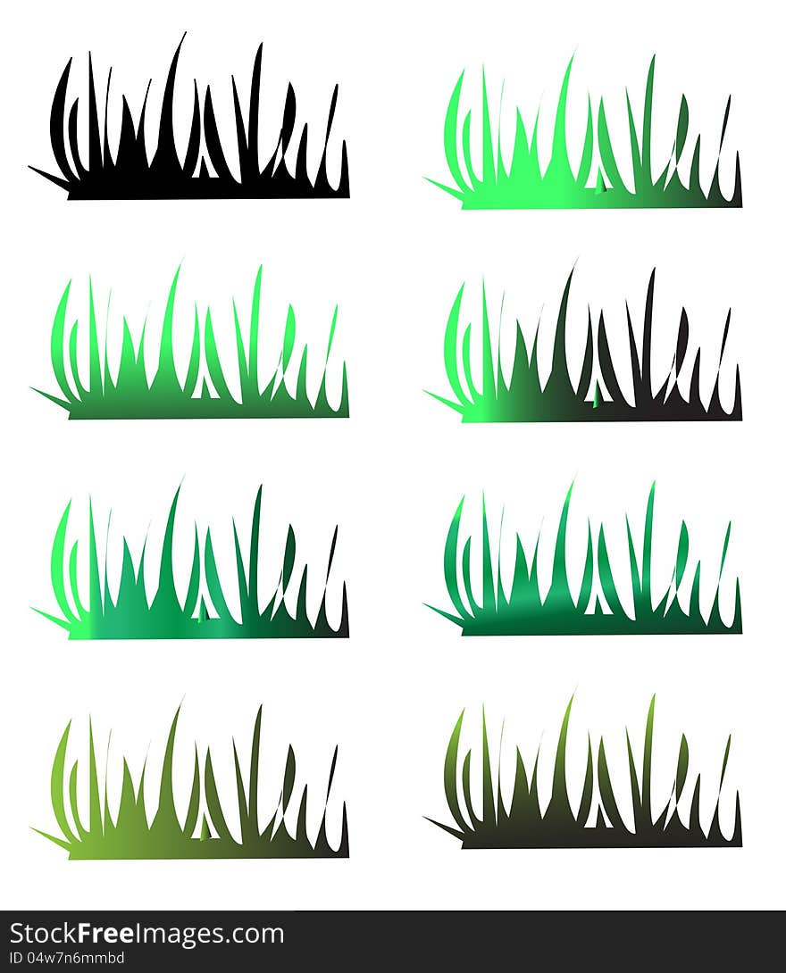 Grass silhouettes of different colour and shades