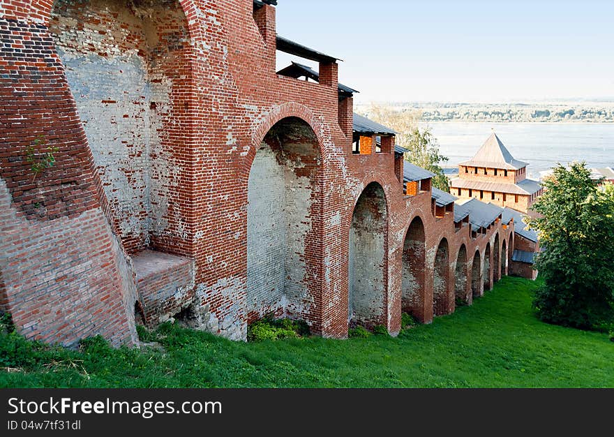 Defensive wall of the Nizhny Novgorod Kremlin, Russia. Defensive wall of the Nizhny Novgorod Kremlin, Russia