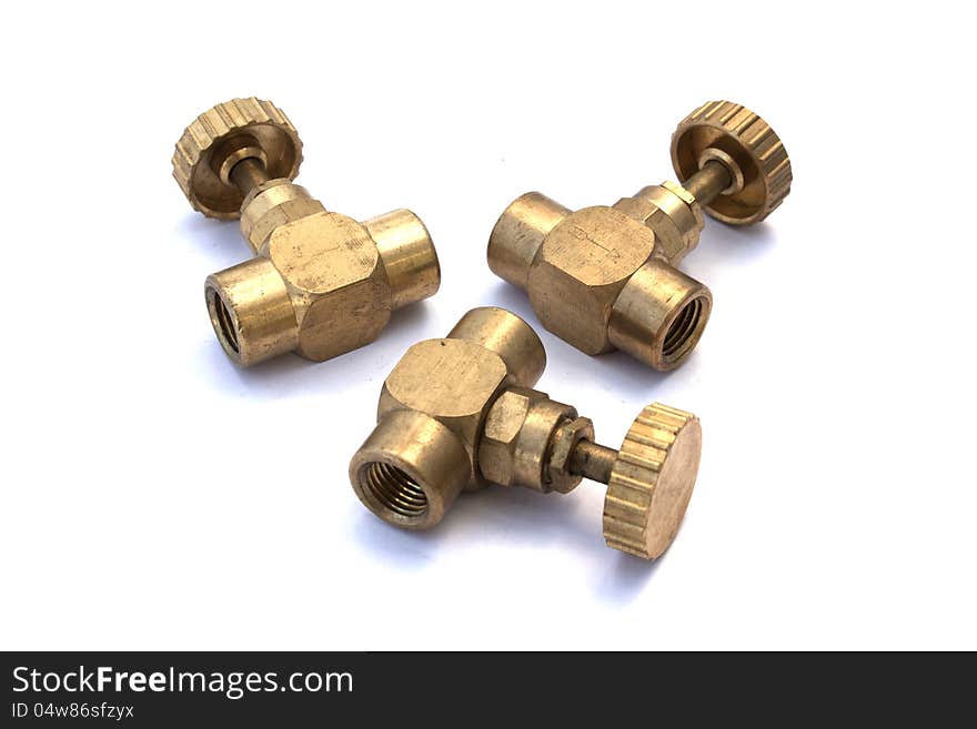 Anti-rust brass valve off. White background. Anti-rust brass valve off. White background.