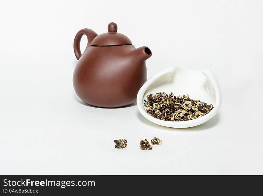 Traditional Chinese Oolohg Tea With A Clay Teapot