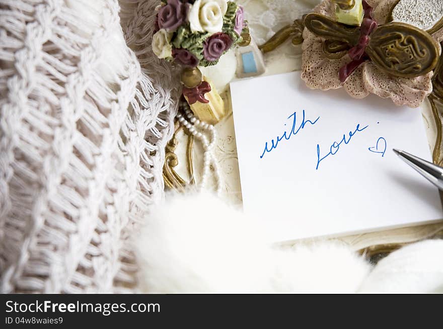 With love note in romance style. With love note in romance style