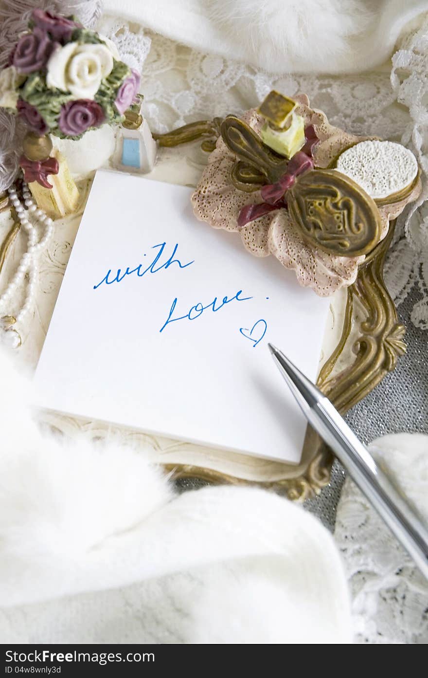 Writing with love on note pad in romance style