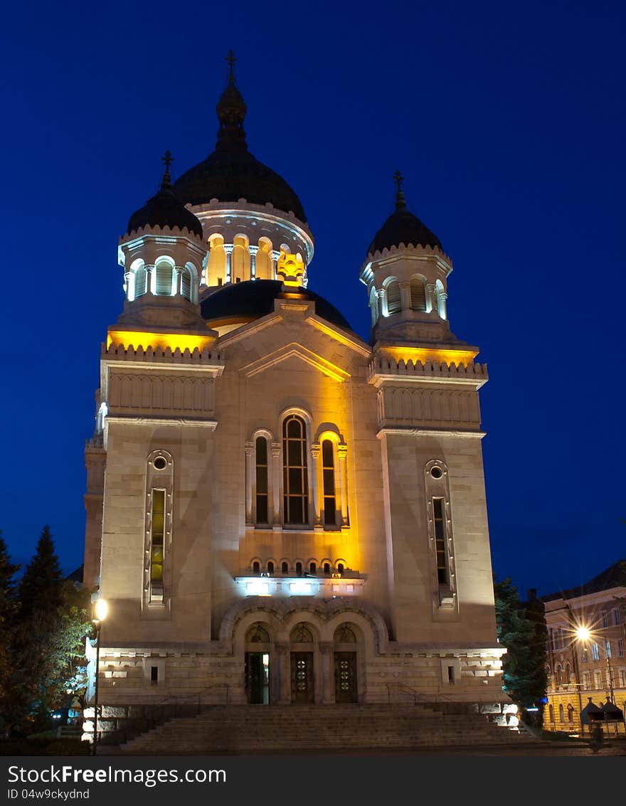 The Orthodox Cathedral of Cluj, Feleacu and Vadu, Dormition of the Theotokos, viewed at the blue hour. The Orthodox Cathedral of Cluj, Feleacu and Vadu, Dormition of the Theotokos, viewed at the blue hour