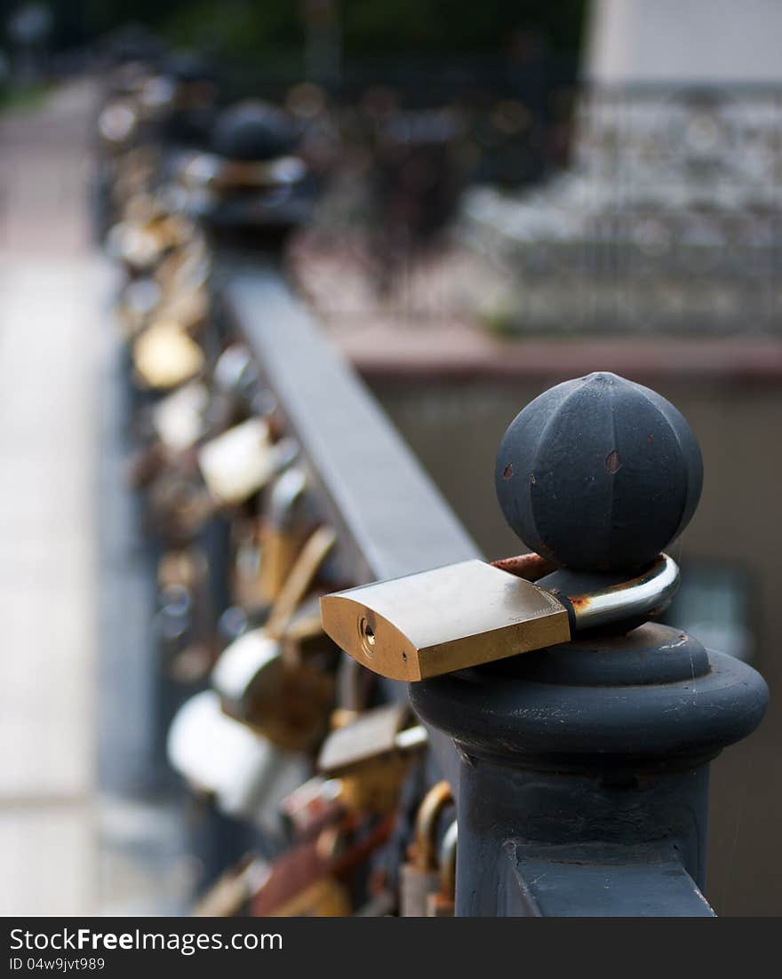 Wedding Catch On The Fence Of Embankment