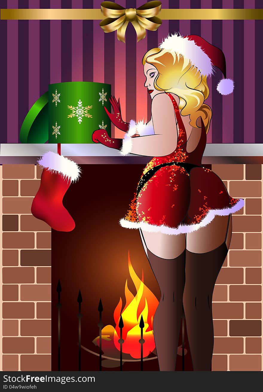 Mrs Santa Wearing Gifts