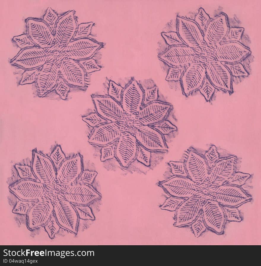 A group of five handmade flowers for background use. A group of five handmade flowers for background use