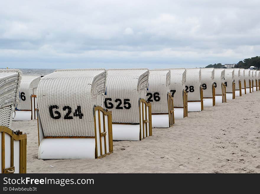 Beach chairs on the Polish Baltic coast. Beach chairs on the Polish Baltic coast