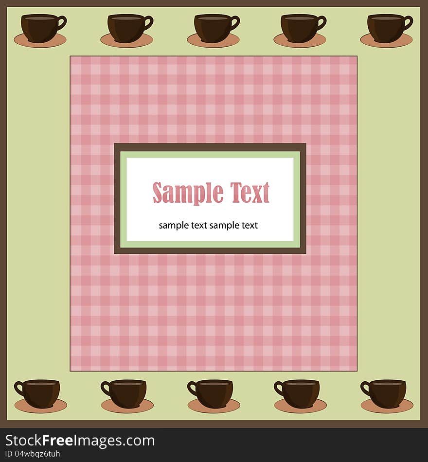 Vector illustration of a card with coffee cups