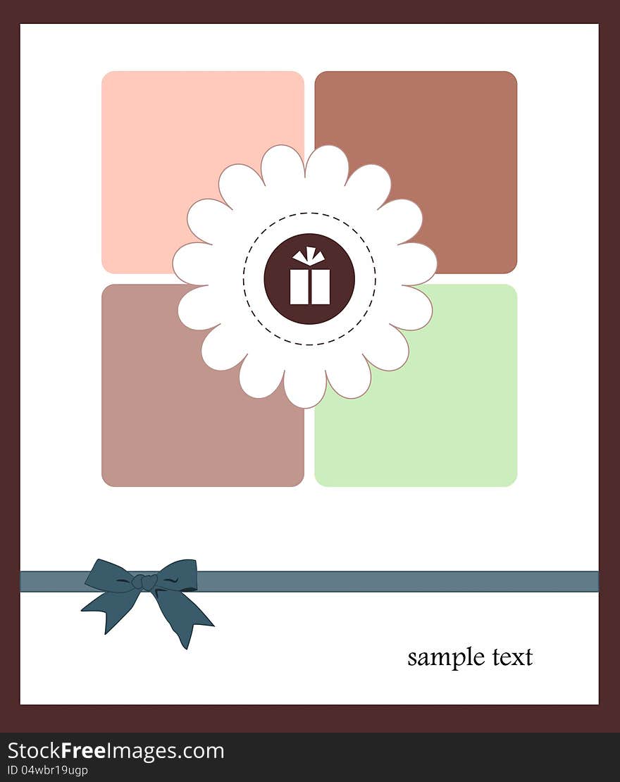 Vector illustration of a card with flower and a gift in it. Vector illustration of a card with flower and a gift in it