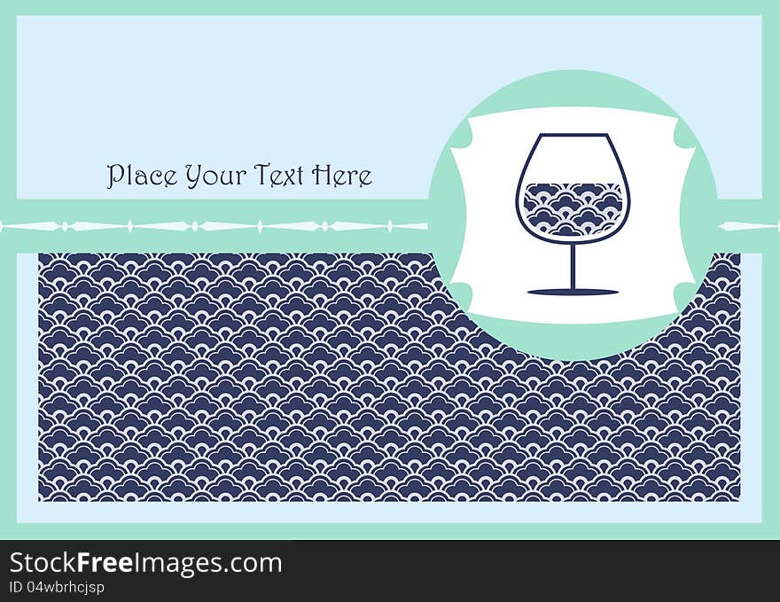 Vector illustration of a card with a glass of wine