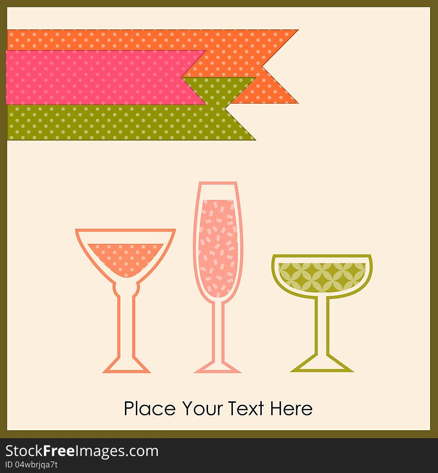 Vector illustration of a card with a glasses of wine. Vector illustration of a card with a glasses of wine