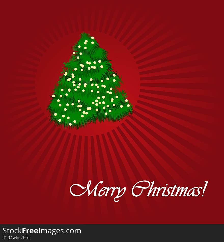 Vector illustration of a Christmas tree on red background. Vector illustration of a Christmas tree on red background