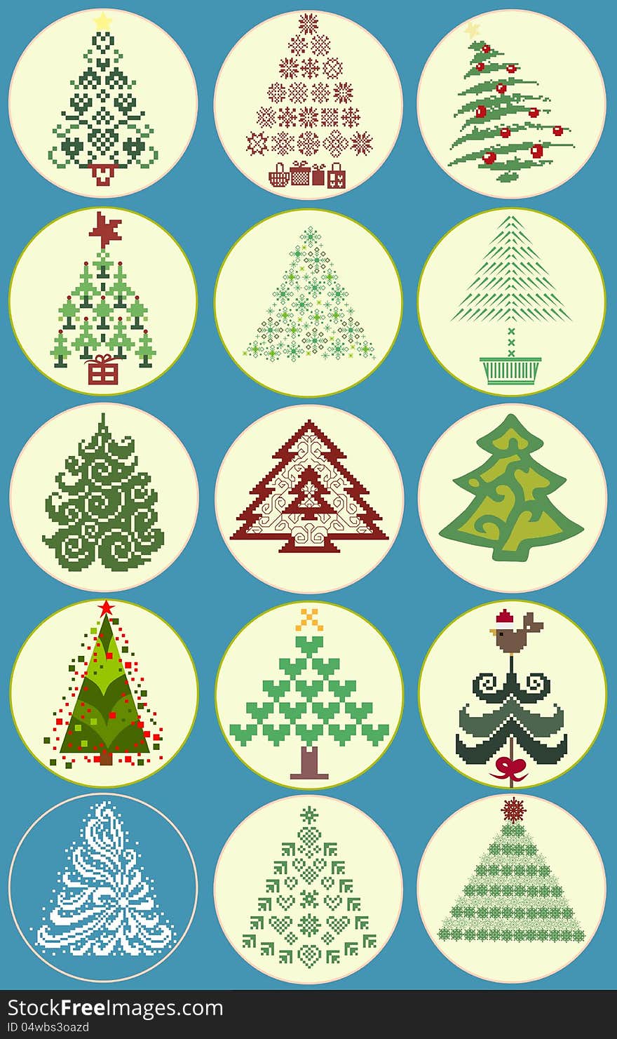 Vector collection of 15 different Christmas trees. Vector collection of 15 different Christmas trees