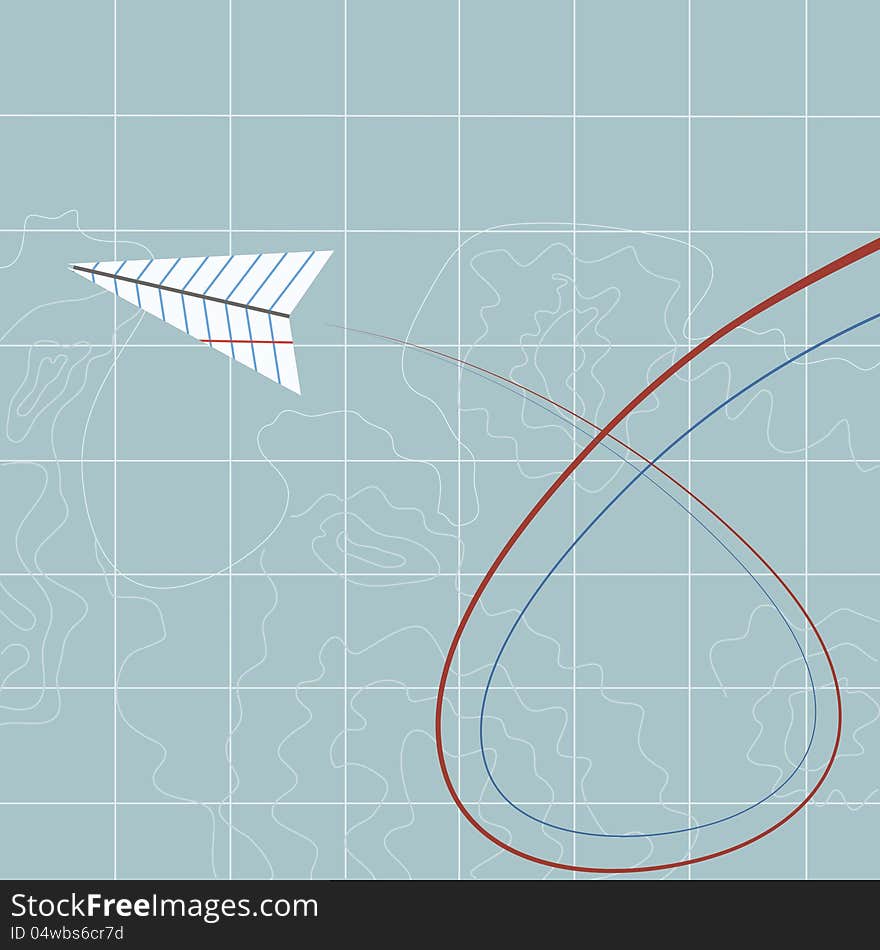 Vector illustration of a flying paper plane