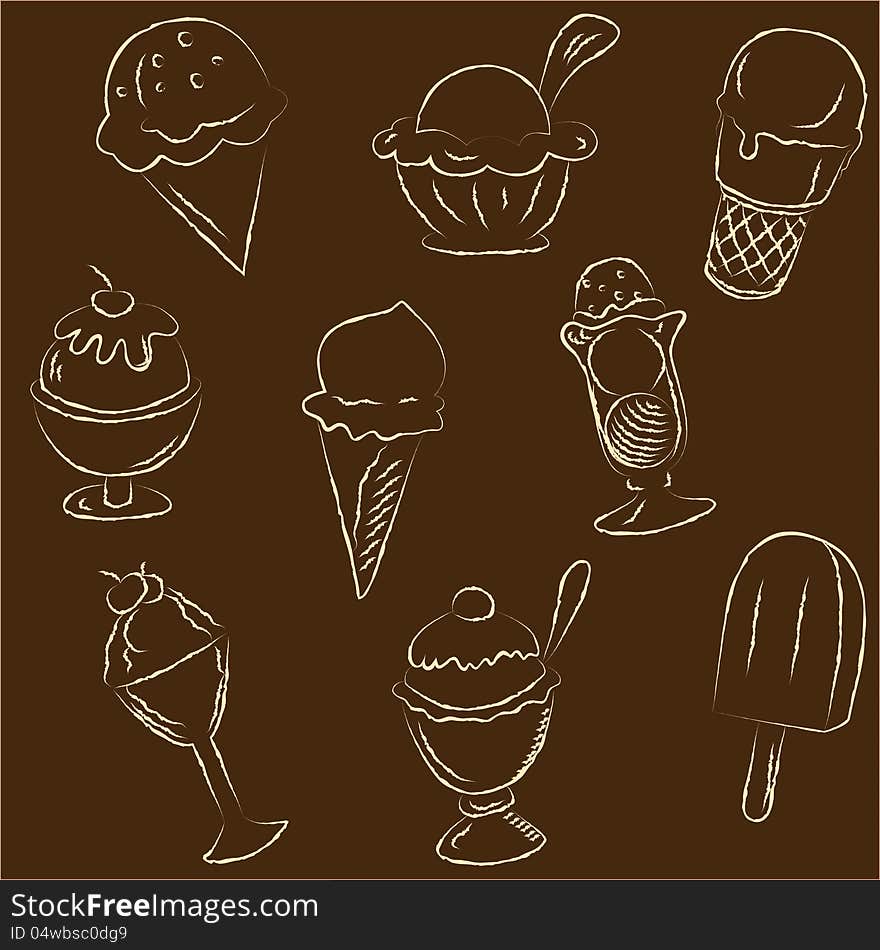 Vector illustration of a set of ice creams. Vector illustration of a set of ice creams