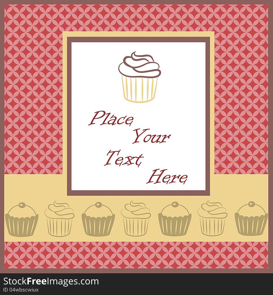 Vector illustration of a card with cupcakes. Vector illustration of a card with cupcakes