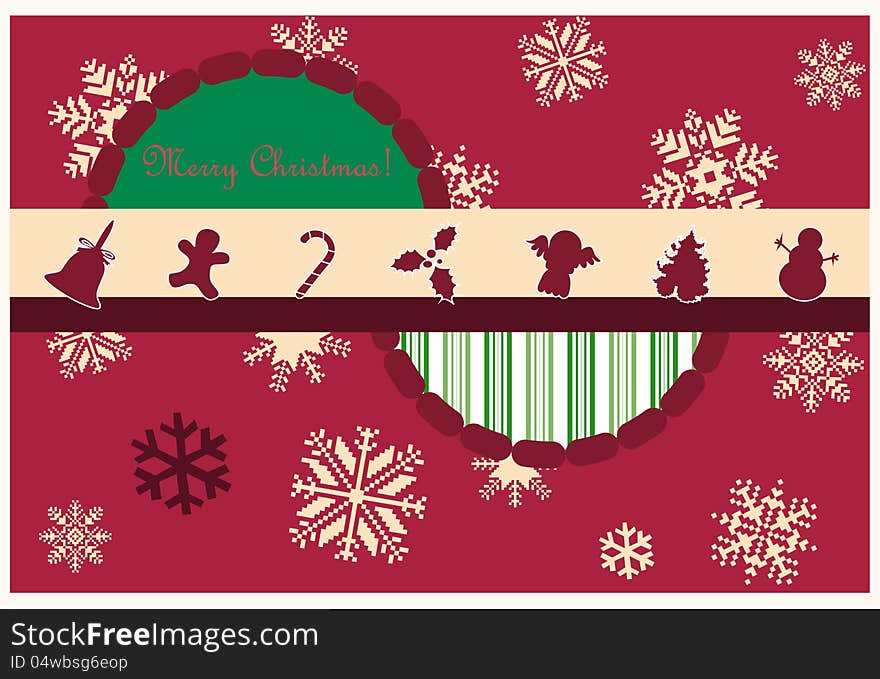 Vector illustration of a card with Christmas objects. Vector illustration of a card with Christmas objects