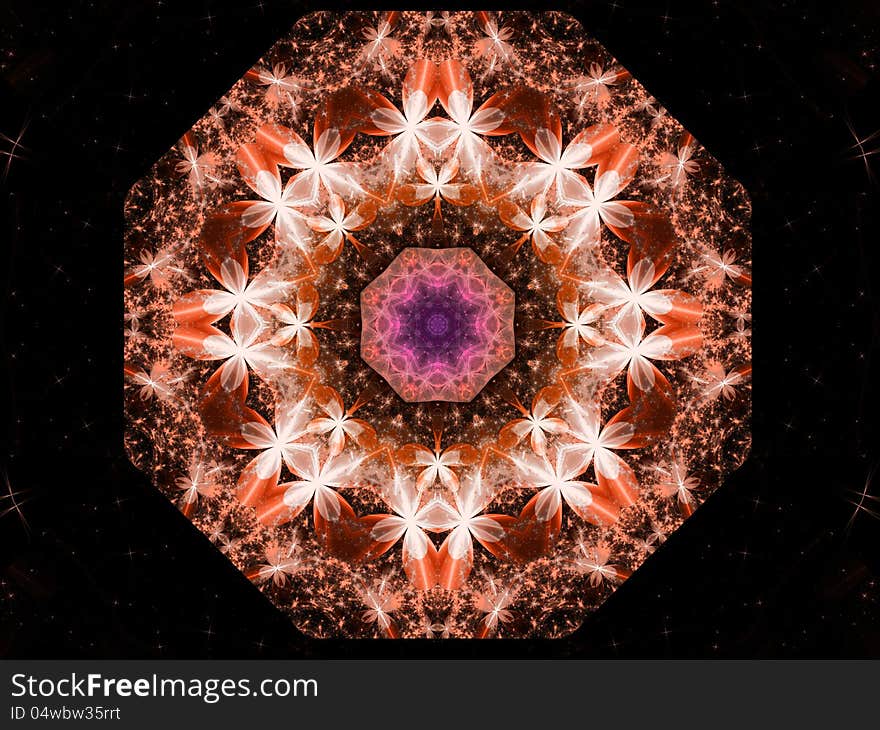 Floral christmas ornament, digital fractal art, abstract illustration