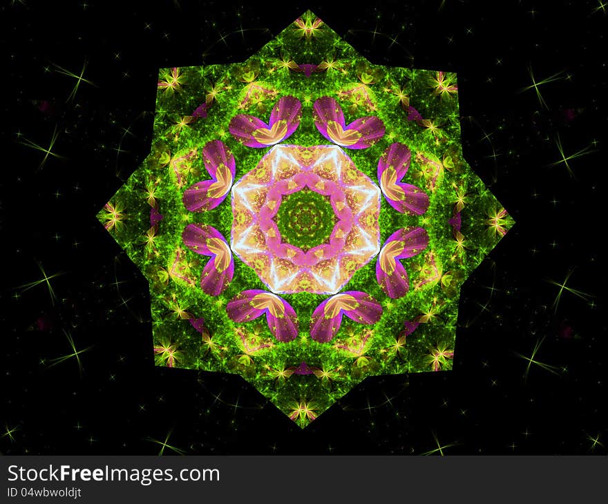 Christmas ornament or chakra symbol, digital fractal artwork