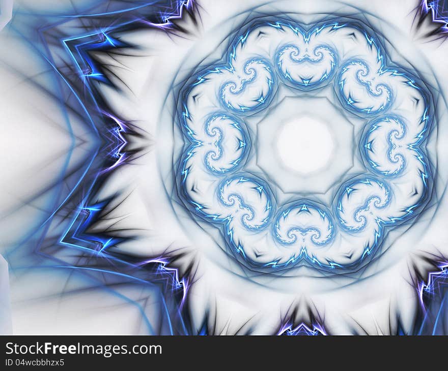 Electric current wheel, mandala shape, digital fractal artwork