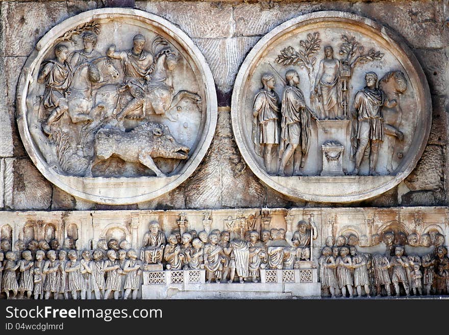 Detail of the Titu's Arch in Rome. Detail of the Titu's Arch in Rome.