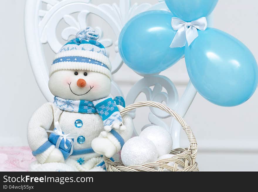 Blue snowman decoration for New Year