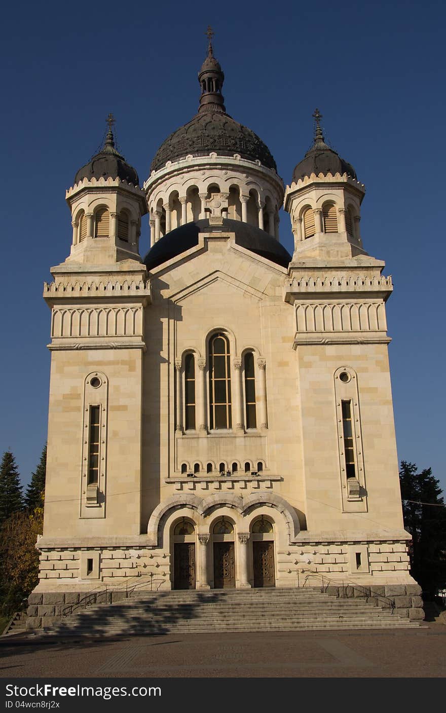 The Orthodox Cathedral of Cluj, Feleacu and Vadu, Dormition of the Theotokos, against a blue sky background. The Orthodox Cathedral of Cluj, Feleacu and Vadu, Dormition of the Theotokos, against a blue sky background