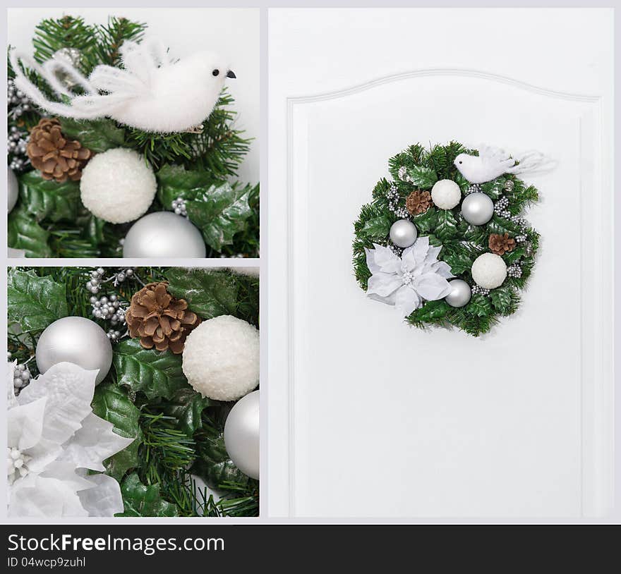 Christmas pine wreath collage