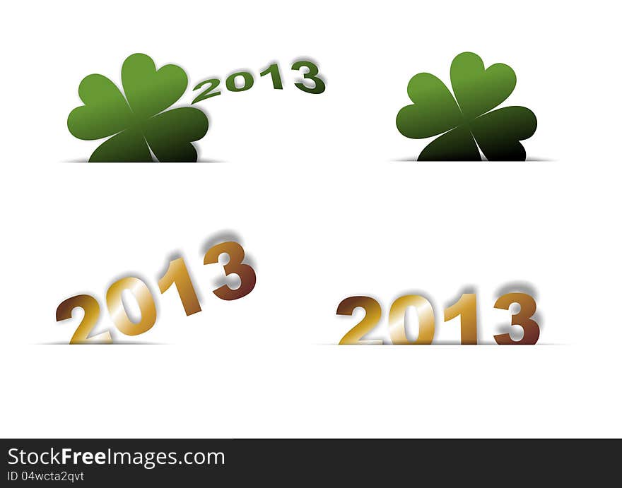 New Year symbols and clover year 2013