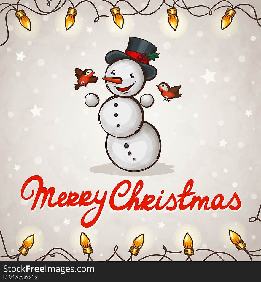 Snowman greeting card Merry Christmas