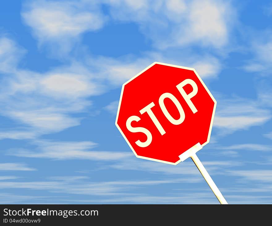 Stop sign against blue sky