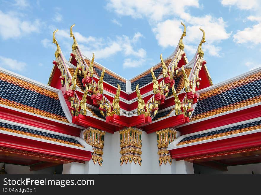 The picture of the top of Thai style roof.This is traditional and generic style in Thailand.