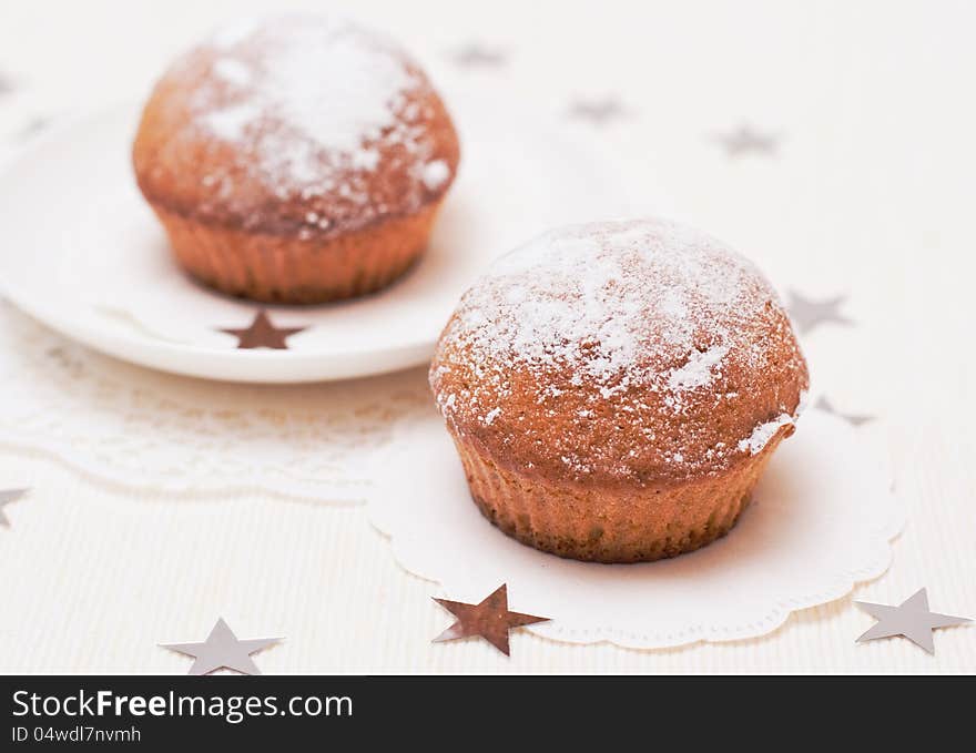 Christmas cookies on red background